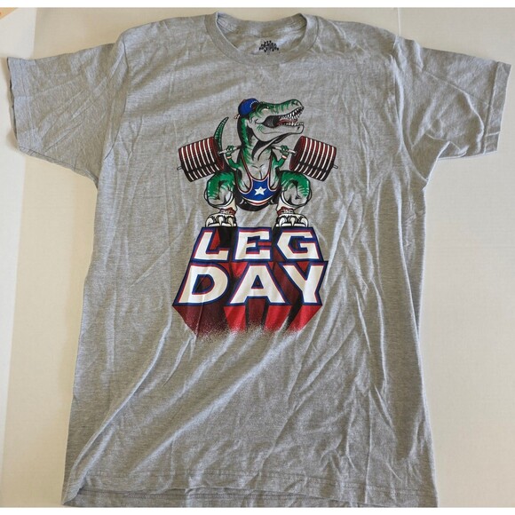 Leg Day TRex T-Shirt Dead Lifting USA Size Large T-Rex tshirt Ann Arbor Mens - Picture 1 of 5